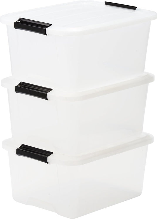 Iris topbox opbergbox - 15l - kunststof - transparant - set van 3