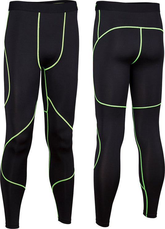 Avento compressiebroek comfort - mannen - zwart fluorgeel - maat l
