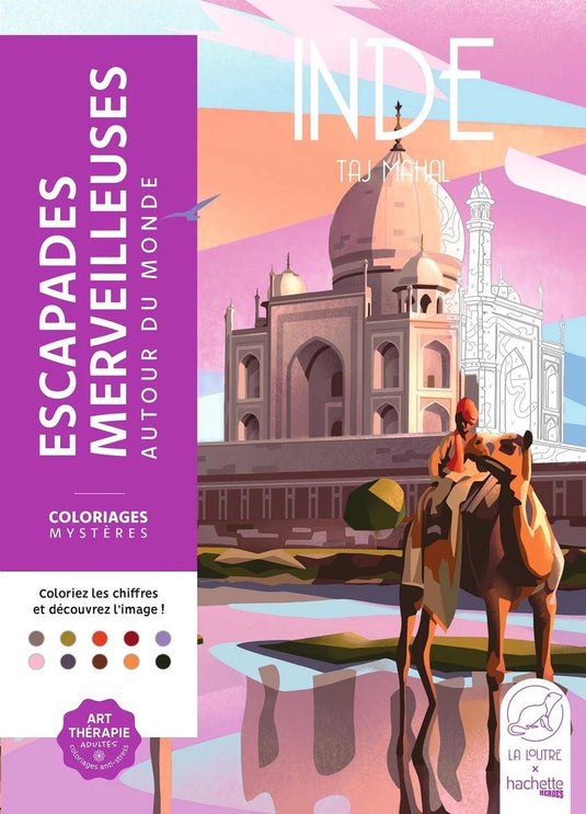 Hachette heroes coloriages mystères - escapades merveilleuses inde (heerlijke uitjes) - hachette - kleuren op nummer kleurboek voor volwassenen