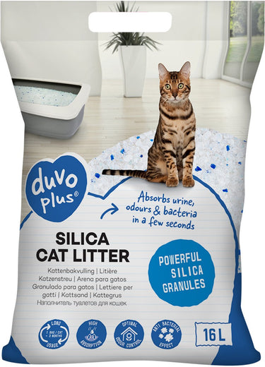 Duvo plus silica premium kattenbakvulling - geurabsorberend stofvrij - 16l
