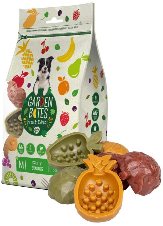 Garden bites duvoplus - fruity buddies hondensnacks - hondensnoepjes - vegetarisch glutenvrij - medium 6st