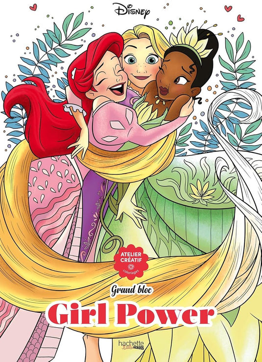 Hachette heroes grand bloc - disney girl power - kleurblok voor volwassenen en kinderen