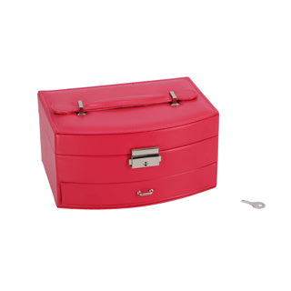 Afbeelding laden in galerijviewer, No brand juwelenbox deluxe roze sieradendoosje met spiegel en lade.
