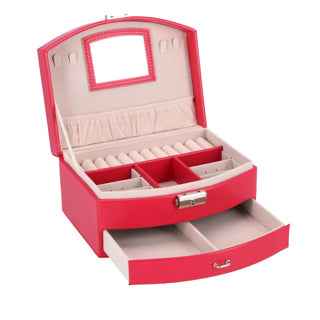 Afbeelding laden in galerijviewer, No brand juwelenbox deluxe roze sieradendoosje met spiegel en lade.
