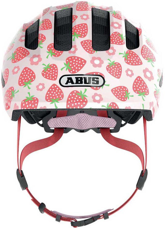 Abus fietshelm smiley 3.0 led rose strawberry m - 50-55 cm - pink - geschikt voor gebruik op kinderfietsen - 250 g