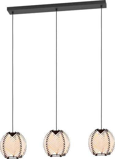 Eglo waverton hanglamp - e27 - 92 cm - zwart wit - textiel
