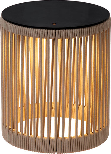 Lucide pingi - oplaadbare vloerlamp binnen buiten - accu batterij - ø 33,5 cm - led 3 stepdim - 1x3w 3000k - ip44 - taupe - japandi
