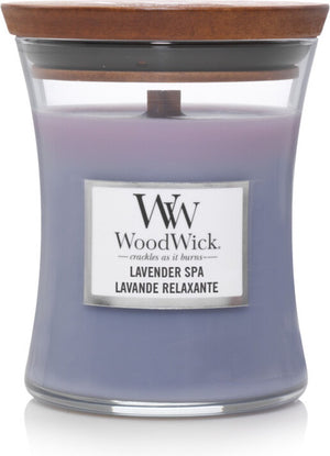 Woodwick hourglass medium geurkaars - lavender spa - 60 branduren