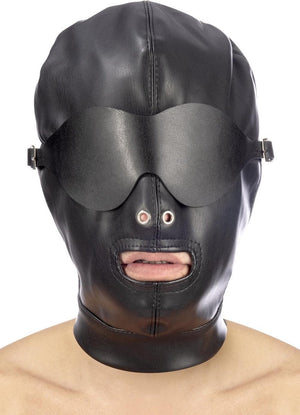 Fetish tentation - bondage masker - vrije neusgaten en mond - afneembare blinddoek - zwart
