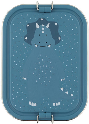 Trixie brooddoos groot - mr. triceratops - rsv lunchbox voor kinderen - makkelijk te openen broodtrommel - 2 vakken - blauw - dino