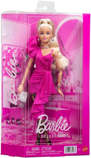 Barbie deluxe stijl pop - met roze jurk en zwart panties - modepop