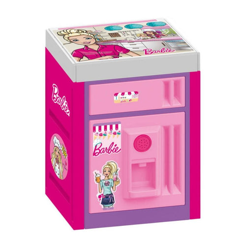 Dolu barbie koelkast + geluid roze paars