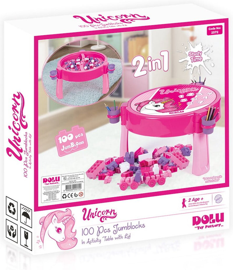 Load image into Gallery viewer, Dolu unicorn activiteiten tafel inclusief 100 blokken
