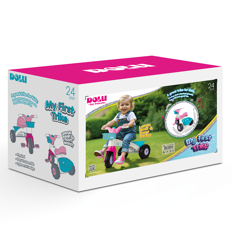 Afbeelding laden in galerijviewer, Dolu my first trike kinder driewieler roze wit blauw
