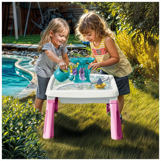 Dolu zand-watertafel + accessoires roze wit