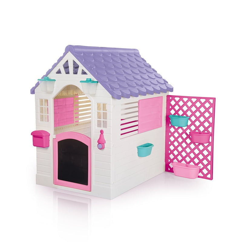 Afbeelding laden in galerijviewer, Dolu tuin speelhuis met accessoires roze paars 140x127x107.5 cm
