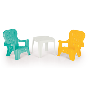 Dolu tafel met 2 stoelen turquoise geel