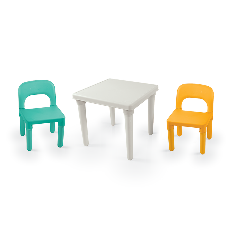 Afbeelding laden in galerijviewer, Dolu kinder tafel met 2 stoelen turquoise geel
