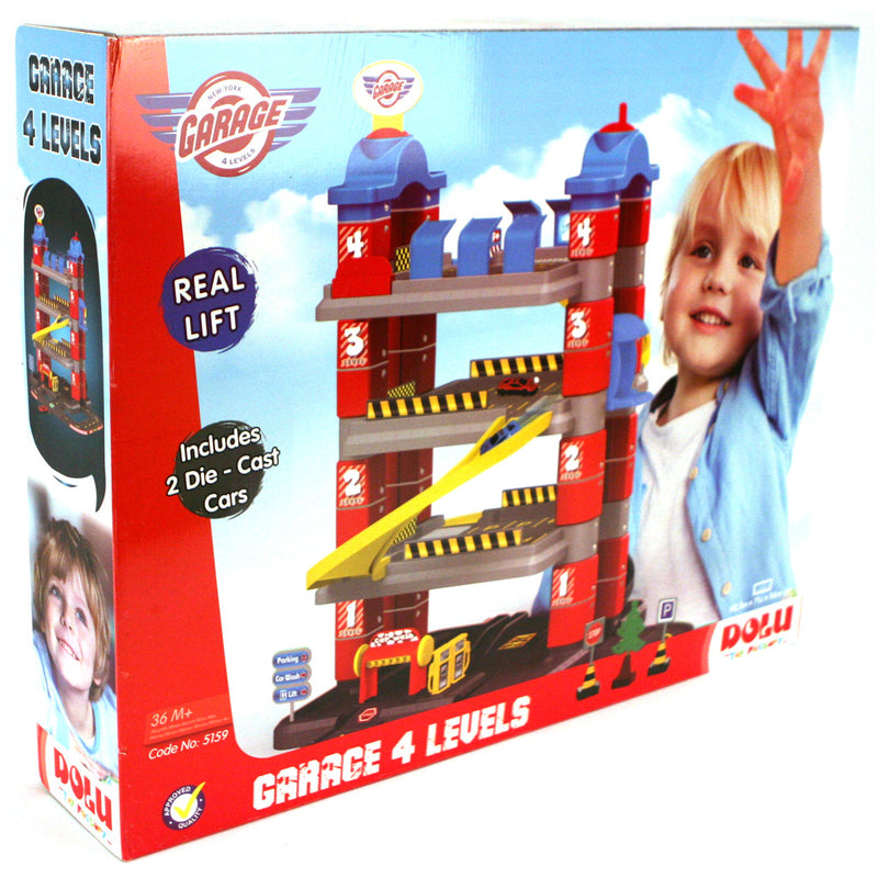 Load image into Gallery viewer, Dolu new york garage met 4 etages 2 die-cast auto #039;s 2 verkeersborden boom
