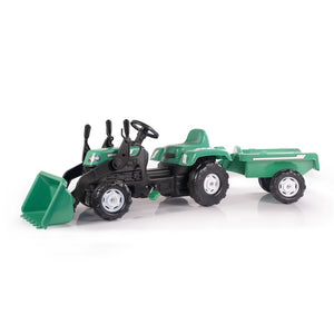 Dolu traptractor met aanhanger voorlader claxon groen zwart