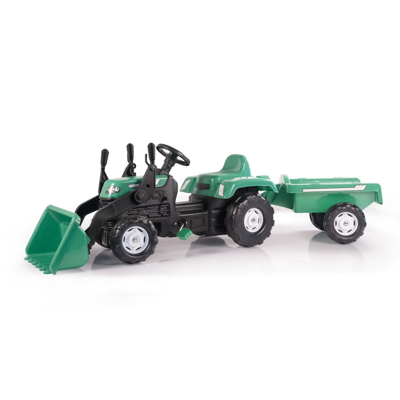 Chargez l'image dans la visionneuse de la galerie, Dolu traptractor met aanhanger voorlader claxon groen zwart
