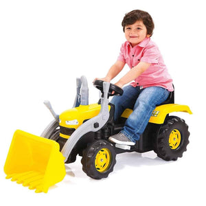 Dolu traptractor met voorlader claxon geel zwart