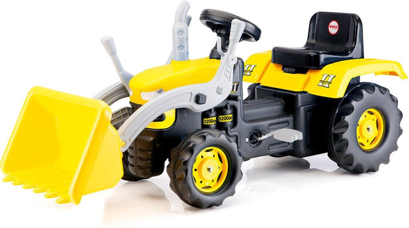 Load image into Gallery viewer, Dolu traptractor met voorlader claxon geel zwart
