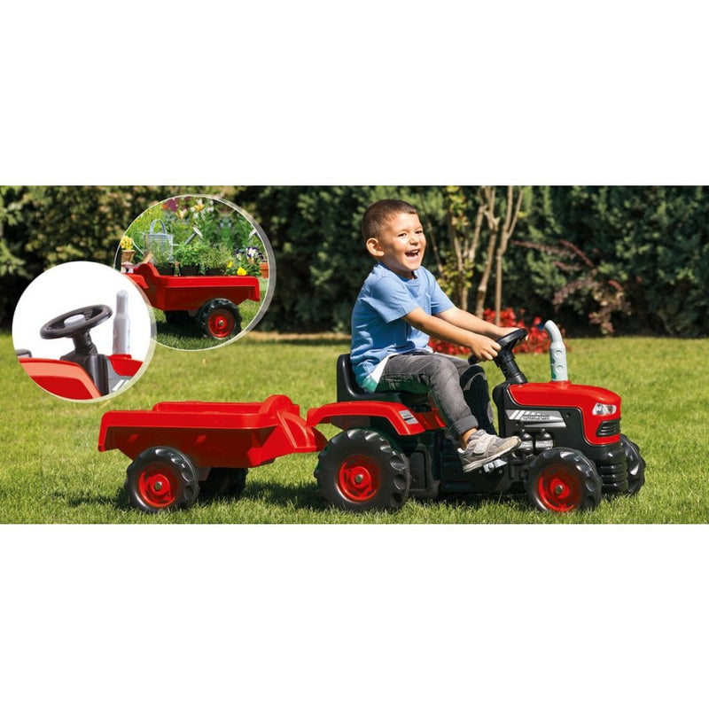 Laden Sie das Bild in Galerie -Viewer, Dolu traptractor met aanhanger claxon rood zwart
