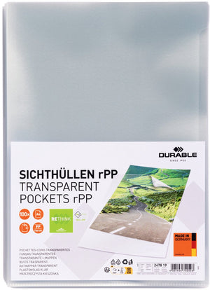Durable zichttassen standard rpp din a4 kringloop kunststof, kunststof 0.10 mm transparant 247819 100 stuk(s)