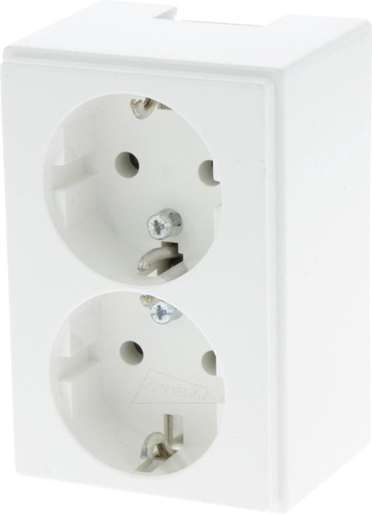 Attema p25 contactdoos – 2–voudig – randaarde – polarwit