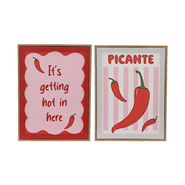 Decoris muurdeco canvas peper 30x2,5x40cm 2 assorti