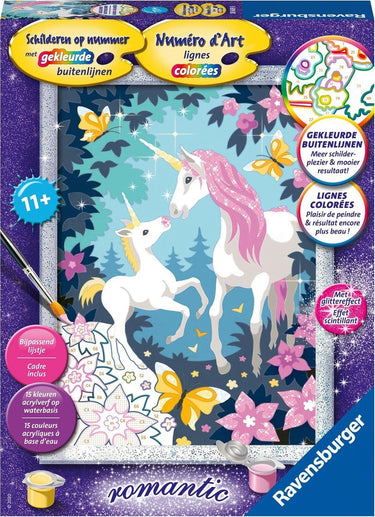Ravensburger schilderen op nummer eenhoorns - hobbypakket