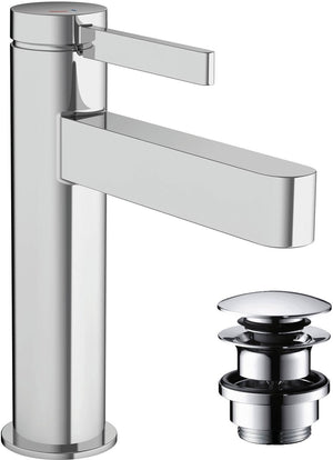 Hansgrohe finoris - wastafelmengkraan - ééngreeps bediening - coolstart energiebesparend - met afvoerplug - 110mm - chroom