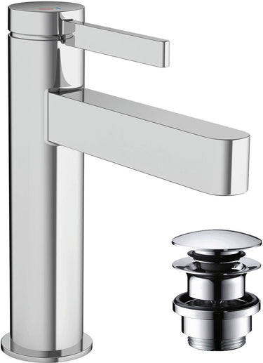 Hansgrohe finoris - wastafelmengkraan - ééngreeps bediening - coolstart energiebesparend - met afvoerplug - 110mm - chroom