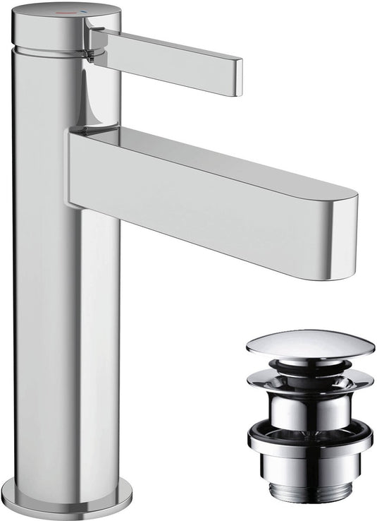Hansgrohe finoris - wastafelmengkraan - ééngreeps bediening - coolstart energiebesparend - met afvoerplug - 110mm - chroom