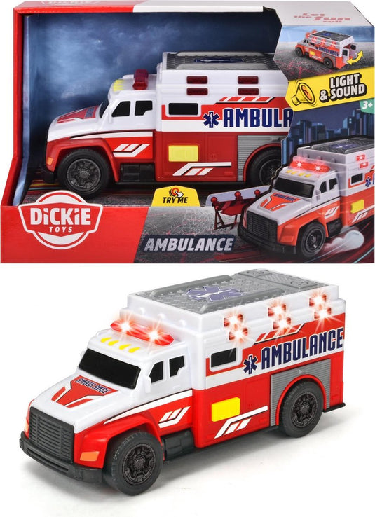 Dickie toys ambulance - 15 cm - licht en geluid - speelgoedvoertuig