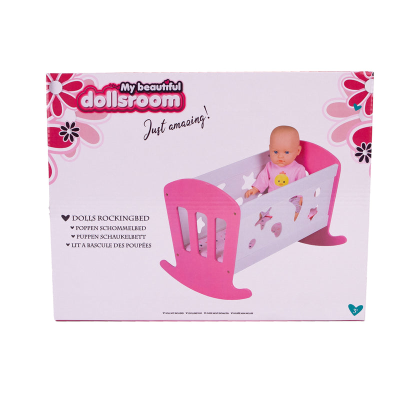 Load image into Gallery viewer, My beautiful dolls room my beautiful dollsroom houten poppenbed 49x37x35 cm roze wit
