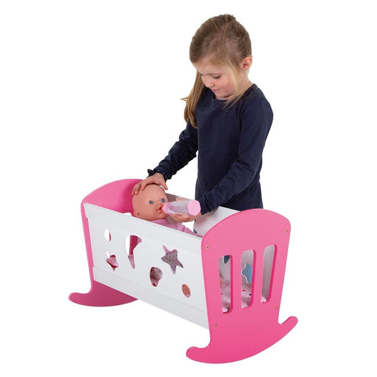 My beautiful dolls room my beautiful dollsroom houten poppenbed 49x37x35 cm roze wit