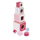 Jipy houten stapeltoren + 4 blokken roze
