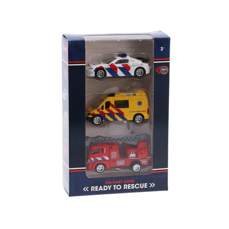 Load image into Gallery viewer, Rapid whee rapid whee die-cast hulpdienstvoertuigen 3-delig
