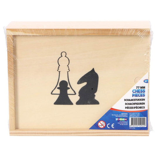 Overige merken houten schaakstukken in kistje 19x15.5 cm