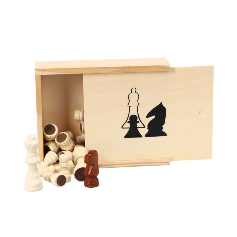 Load image into Gallery viewer, Overige merken houten schaakstukken in kistje 19x15.5 cm
