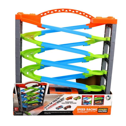 Overige merken racebaan deluxe 5 lagen + 2 racewagens