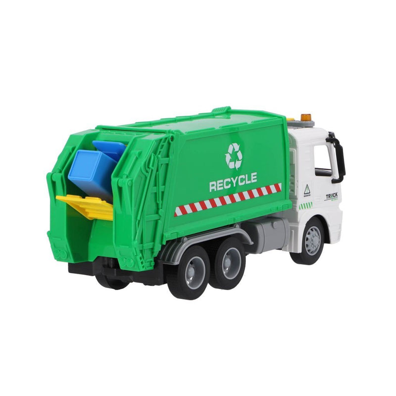 Load image into Gallery viewer, Overige merken recycle vuilniswagen 30 cm + licht en geluid groen wit
