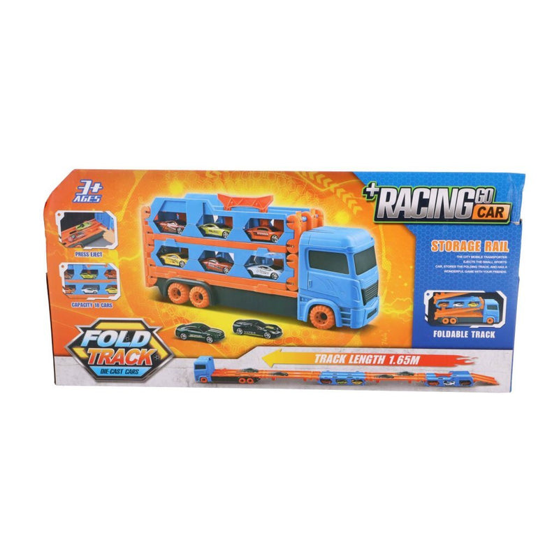 Afbeelding laden in galerijviewer, Overige merken pop-up auto transporter + 2 die-cast voertuigen
