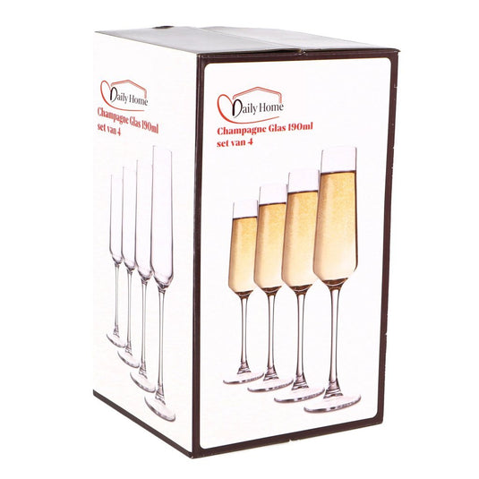 Daily home champagneglazen 190 ml 4 stuks transparant