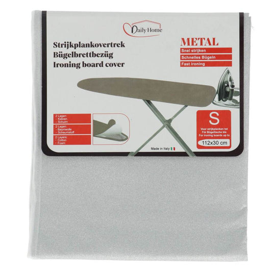 Daily home strijkhoes metal s 112x30 cm grijs katoen schuim