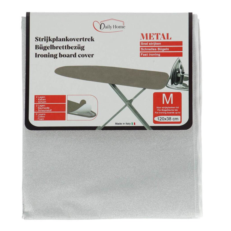 Afbeelding laden in galerijviewer, Daily home strijkhoes metal m 120x38 cm grijs katoen schuim
