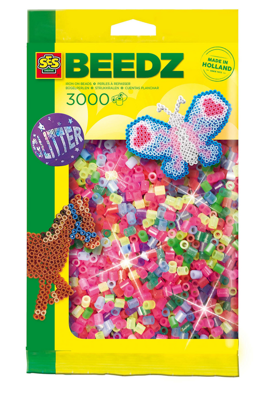 Ses strijkkralen - glitter, 3000st.