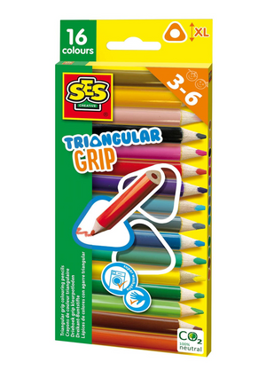 Ses driehoek grip kleurpotloden 16 stuks